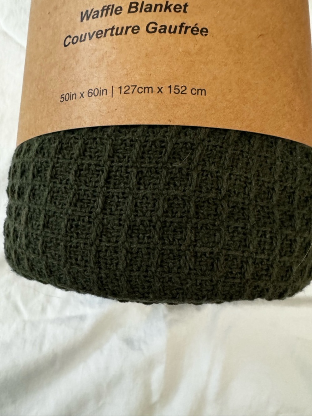 Arhaus Dark Green Waffle Throw Blanket New - Picture 2 of 3